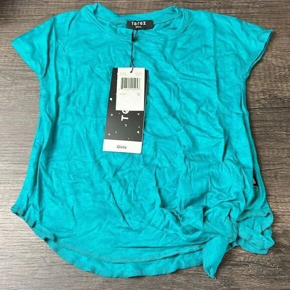 Zara Terez Teal Lightweight Front Knot Short Sleeve T-shirt Size Small NWT - Picture 1 of 6